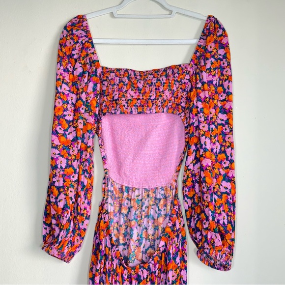 NWT $220 L*SPACE Heidi Maxi Dress Sz XL Floral Puff Sleeve Cut Out Slit Feminine - Picture 12 of 15